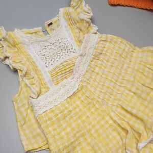 Tessa Set Free People Yellow and White Gingham